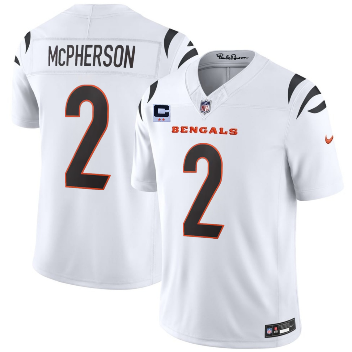 Men's Cincinnati Bengals #2 Evan McPherson White 2026 F.U.S.E. 2-Star C Patch Vapor Untouchable Limited Stitched Football Jersey
